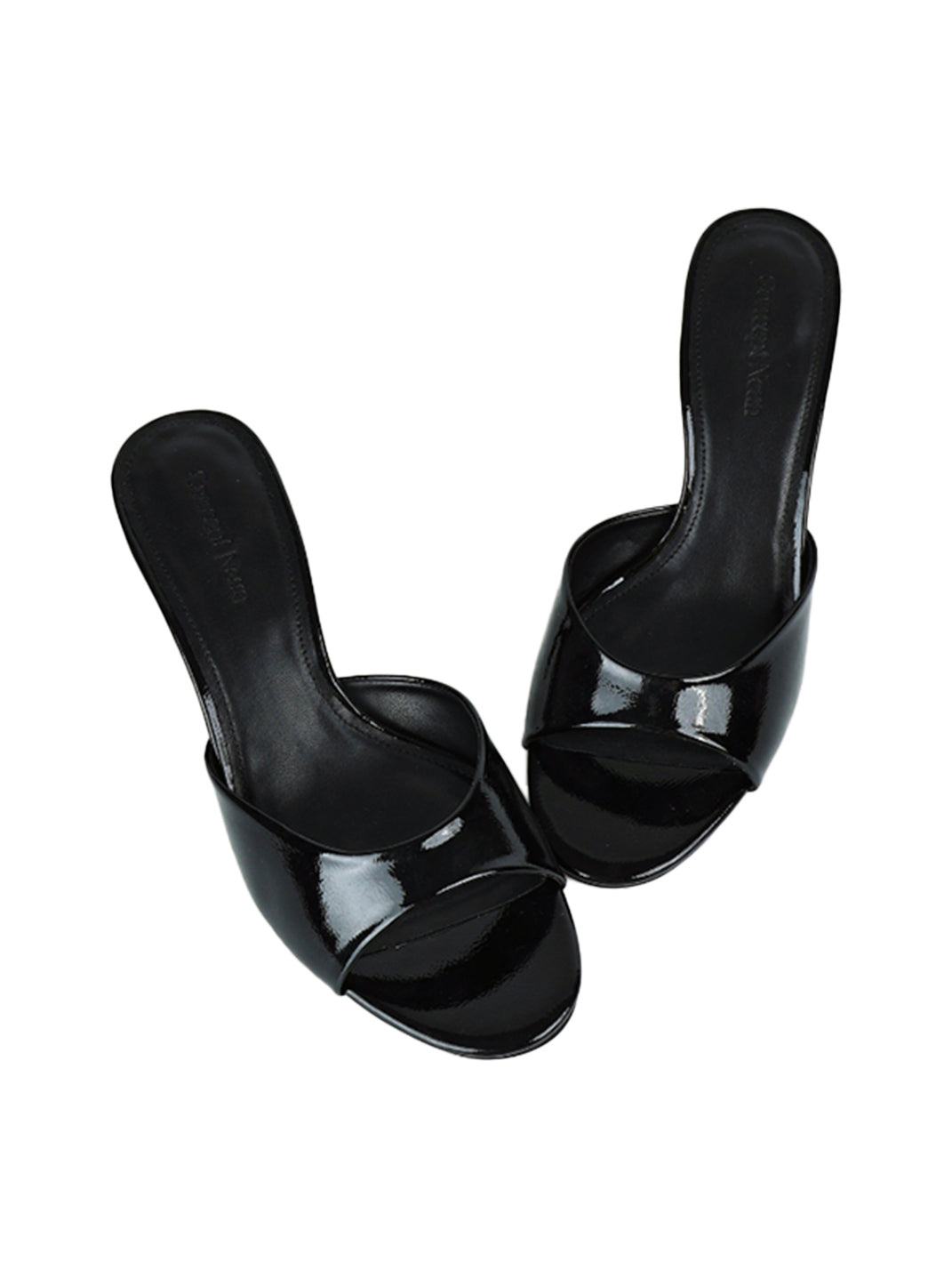 Patent Open-Toe Kitten-Heel Mules - View 5