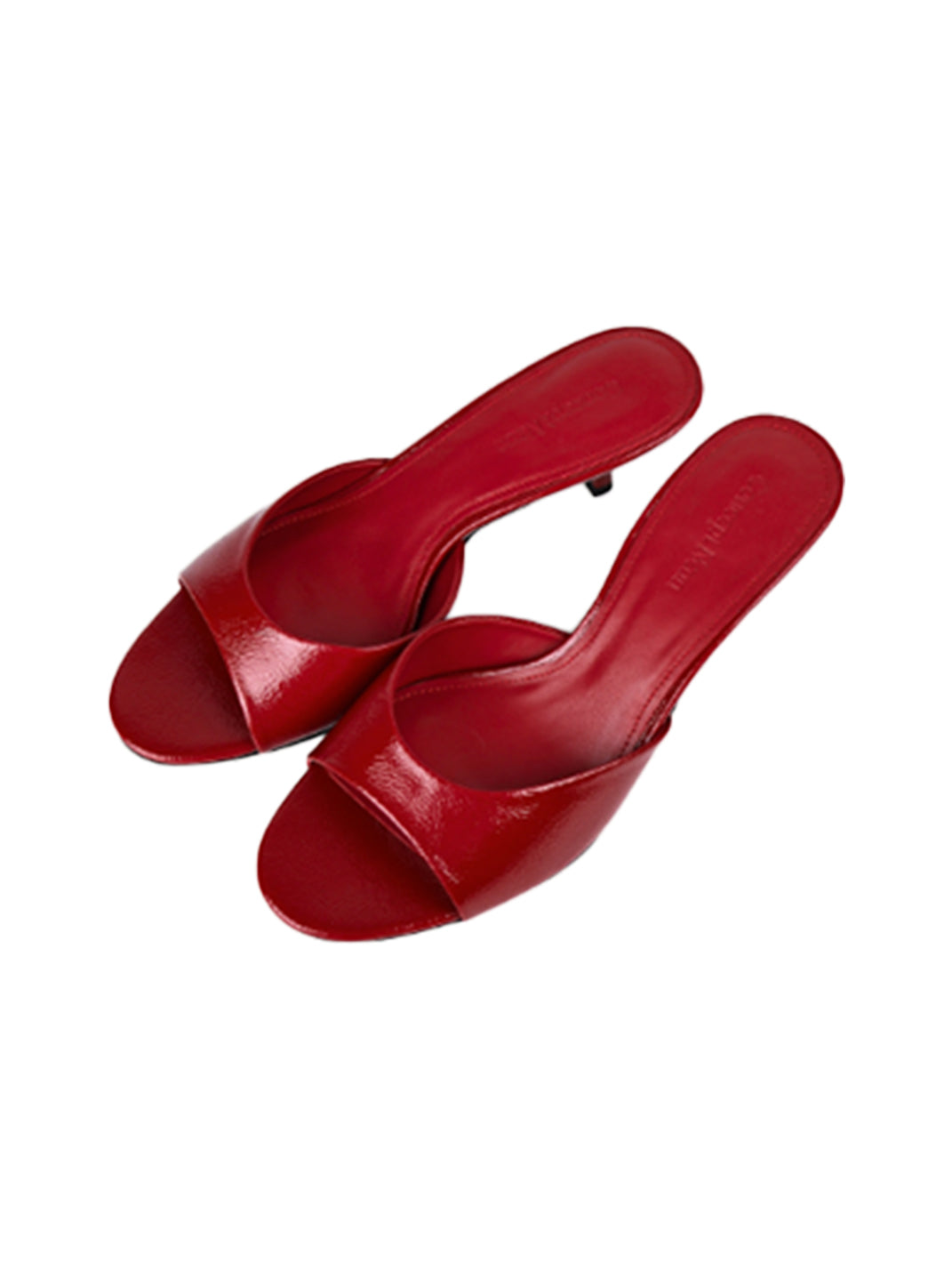 Patent Open-Toe Kitten-Heel Mules - View 26