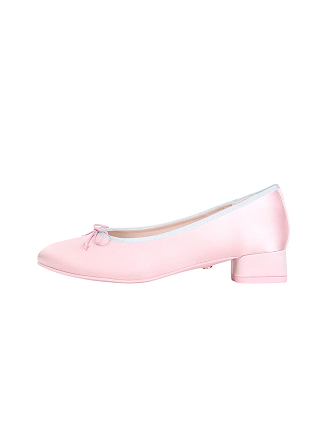 Satin Bow Low Block-Heel Ballet Pumps - View 7