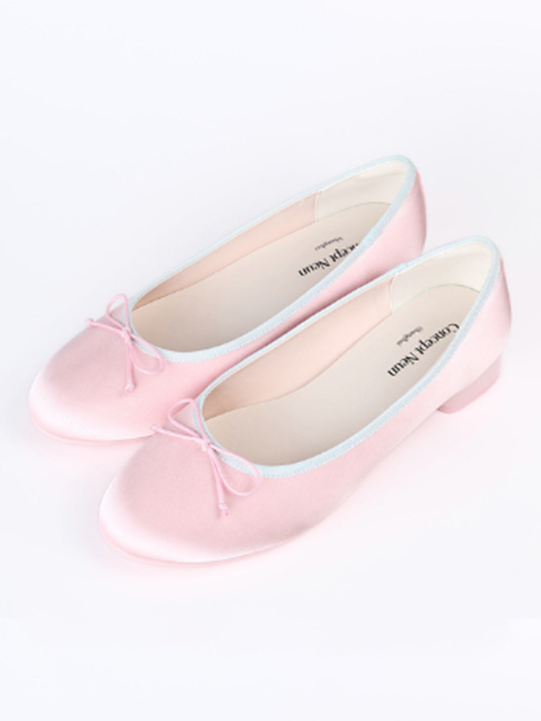 Satin Bow Low Block-Heel Ballet Pumps - View 11