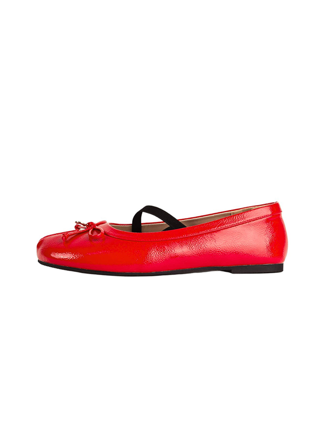 Glossy Split-Toe Strap Ballet Flats