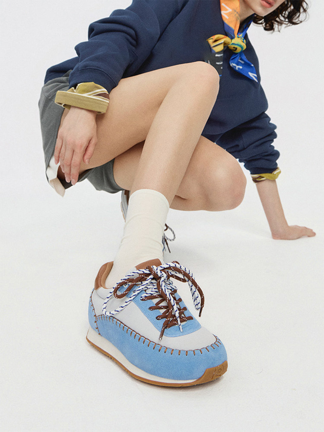 Contrast-Stitch Platform Sneakers - View 2