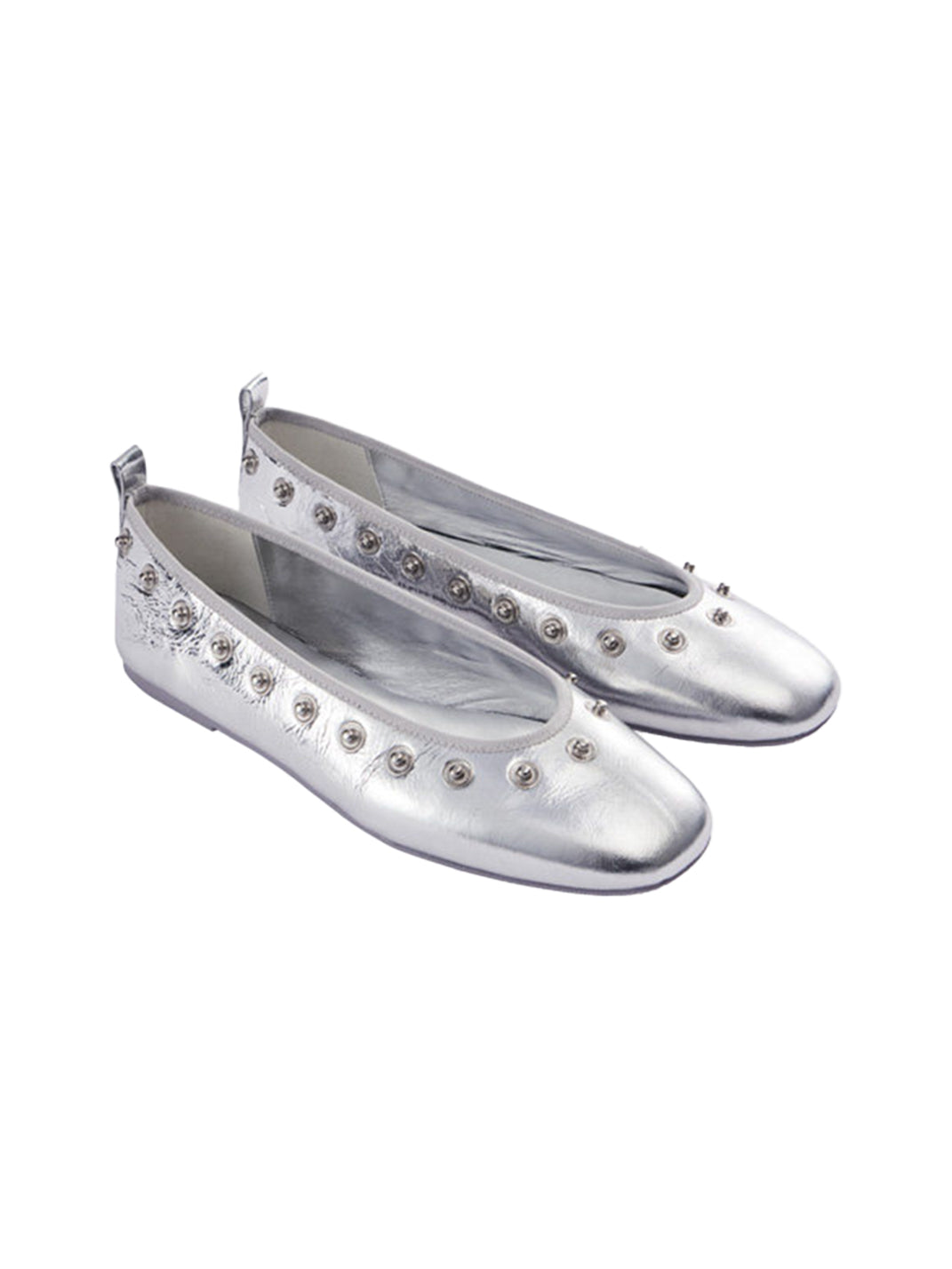Studded Floral Square-Toe Flats - View 4