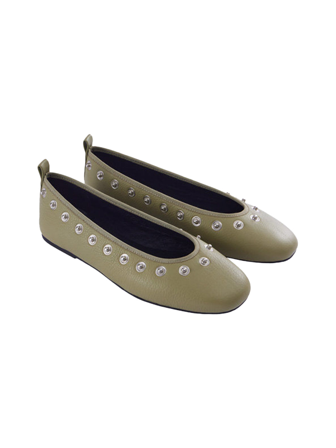 Studded Floral Square-Toe Flats - View 17