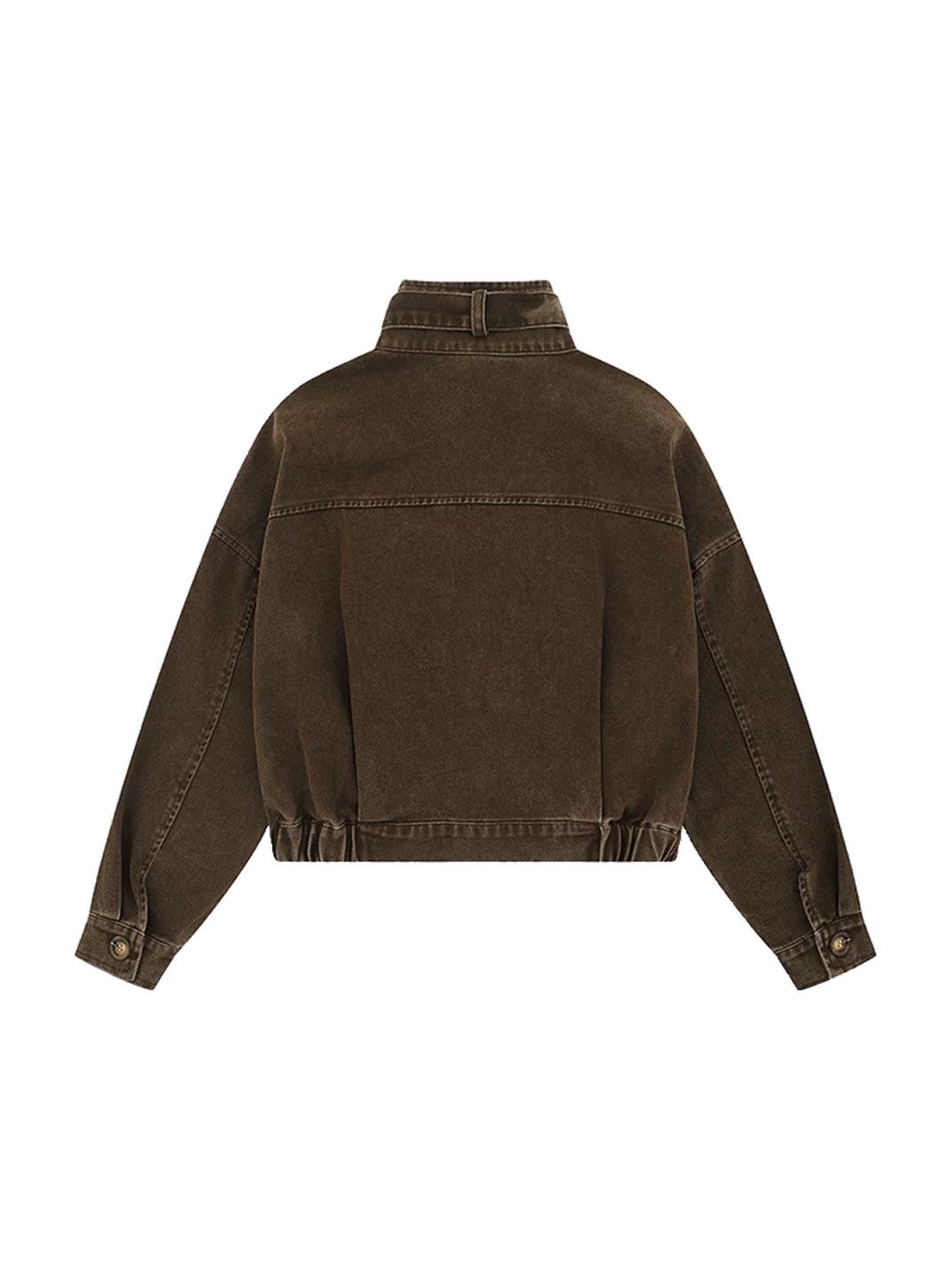 Cotton Denim Cropped Zip-Pocket Biker Jacket - view 6