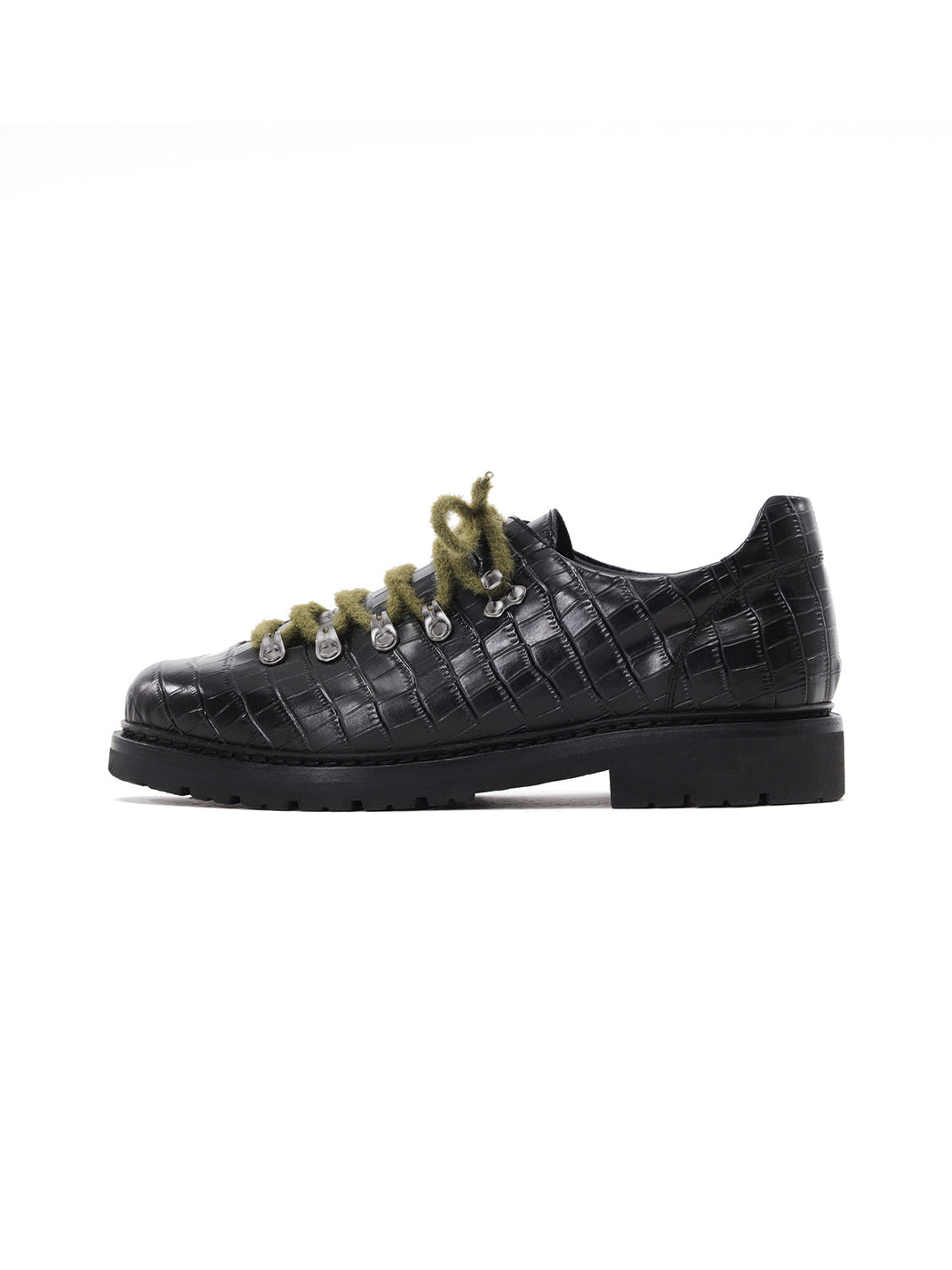 Croc-Embossed Leather Derby Shoes