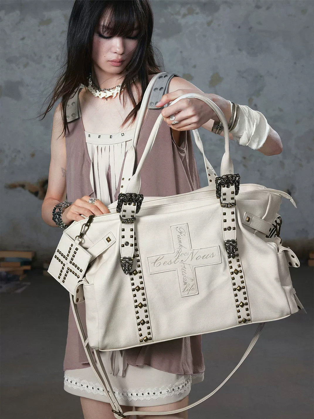 Cross-Stud Utility Shoulder Tote — product view 9