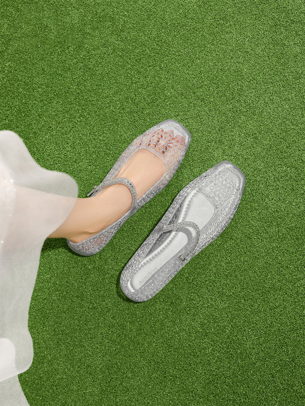 Crystal Glitter Mary Jane Ballet Flats - View 3