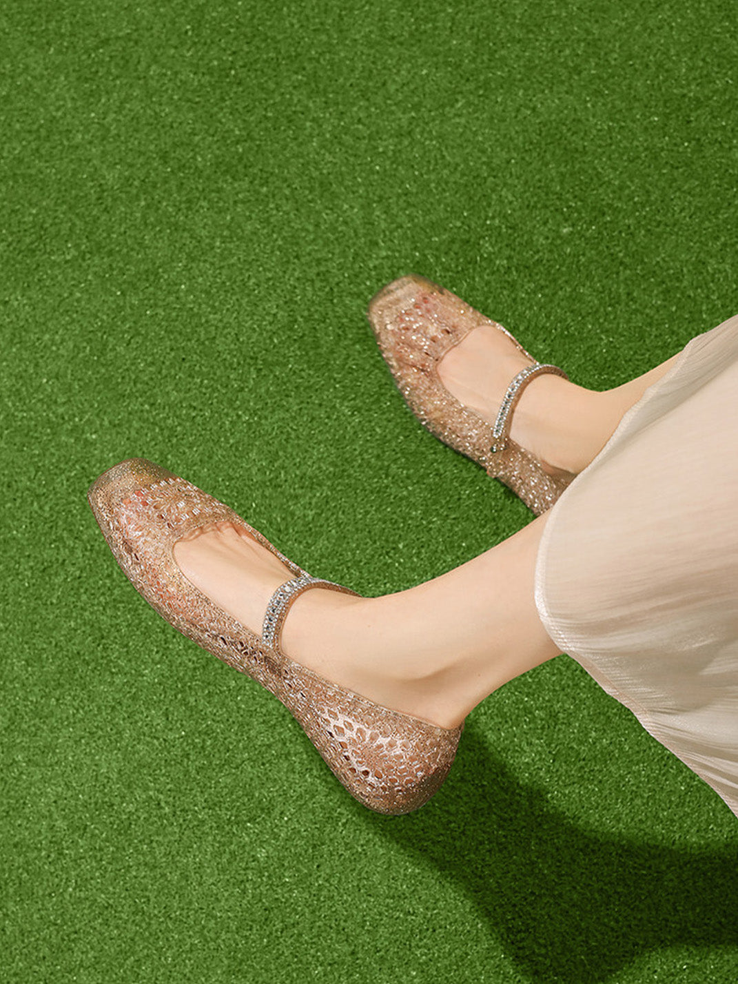Crystal Glitter Mary Jane Ballet Flats - View 9