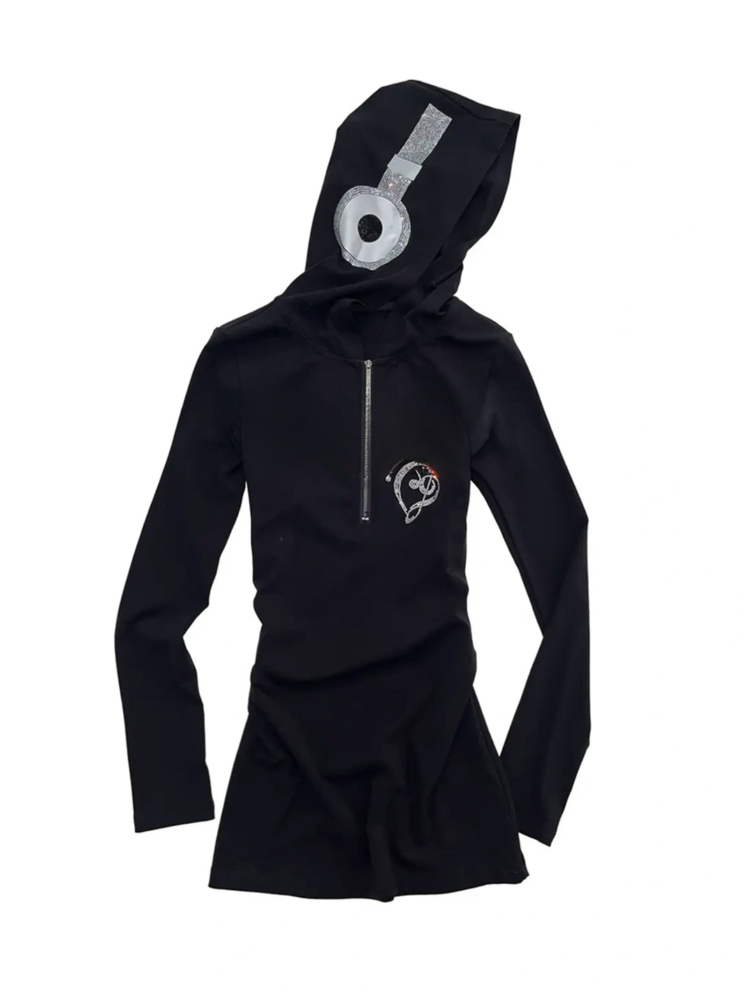 Crystal Headphone Hooded Mini Dress — product view 1