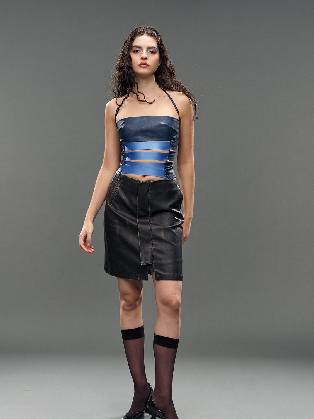 Blue Bandage Halter Corset Top - View 7