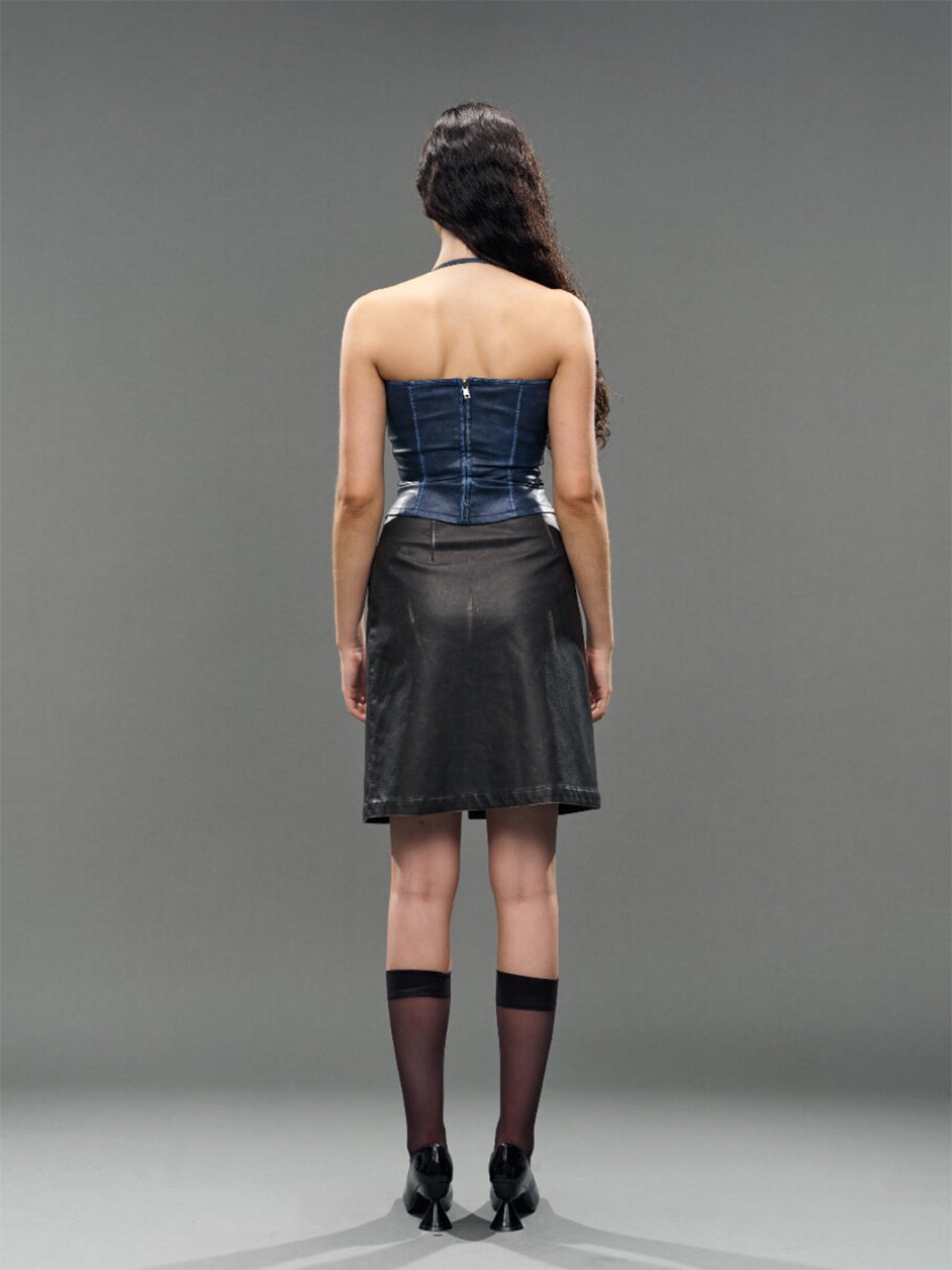 Blue Bandage Halter Corset Top - View 9