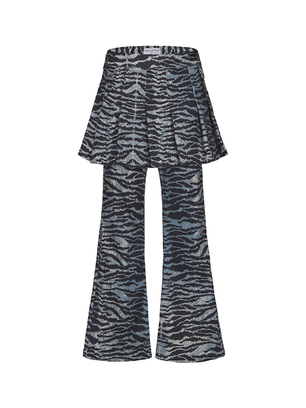 Tiger-Print Detachable Skirt-Flare Pants