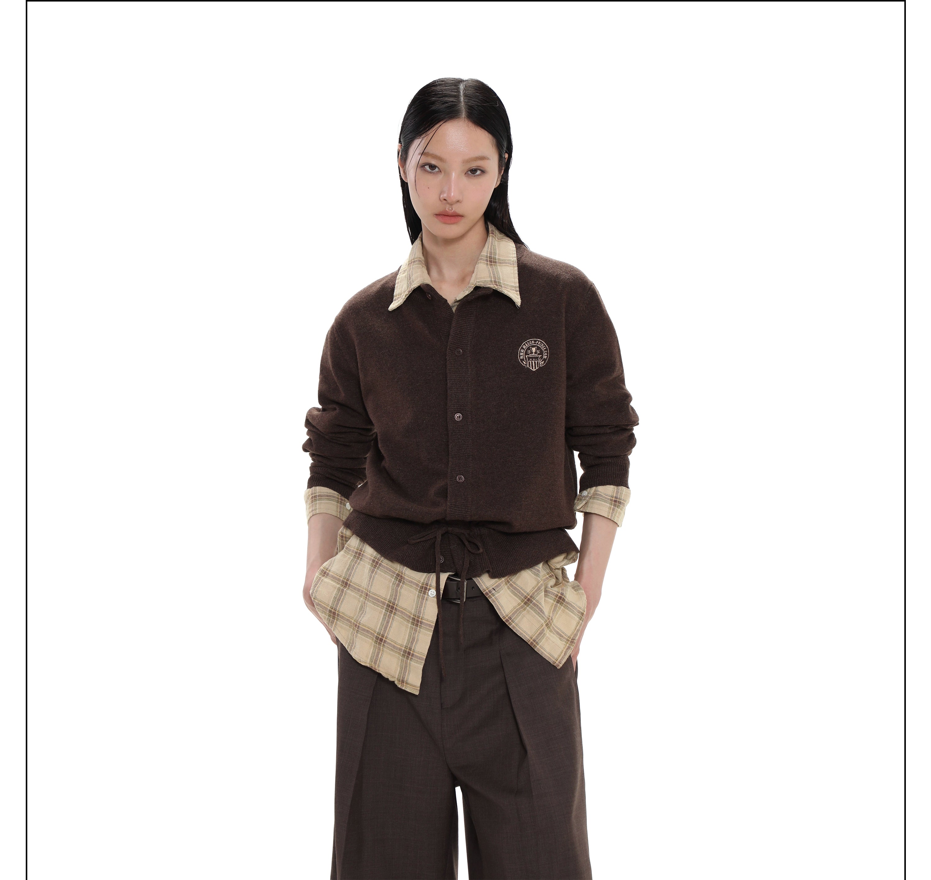 Knit Cardigan with Drawstring and Buttons - chiclara