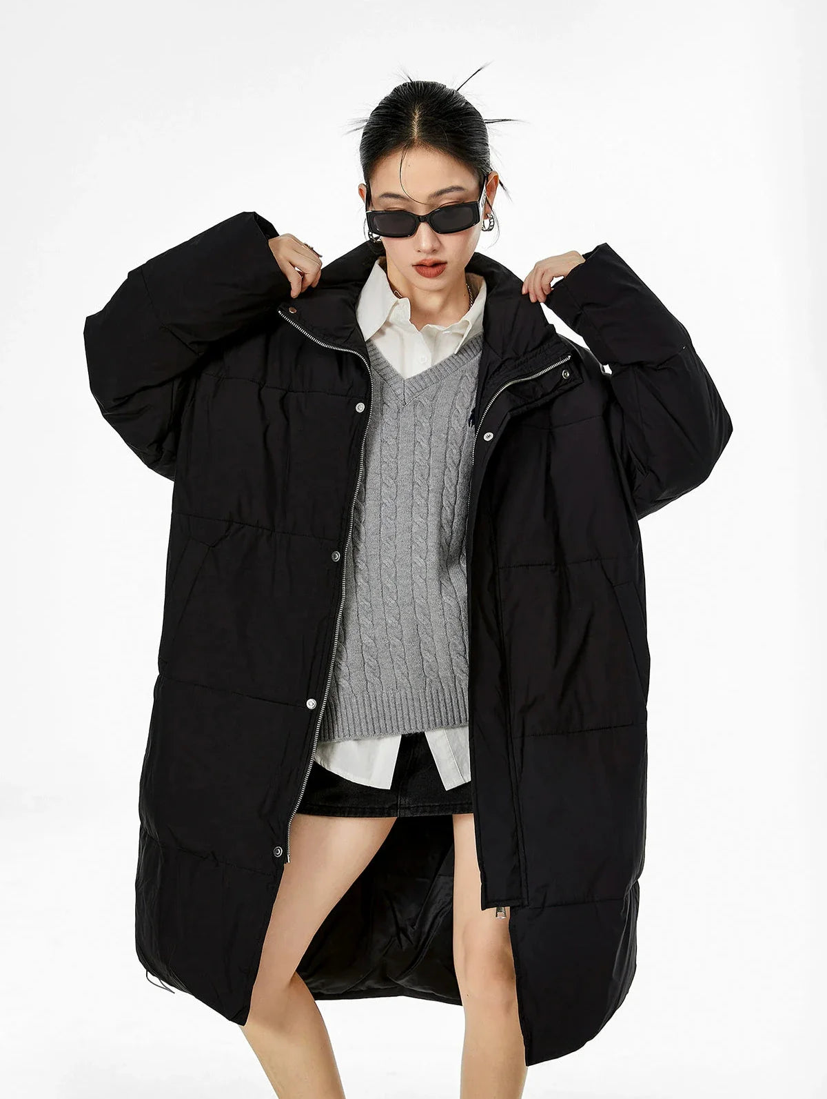 Oversized Puffer Winter Coat with Scarf