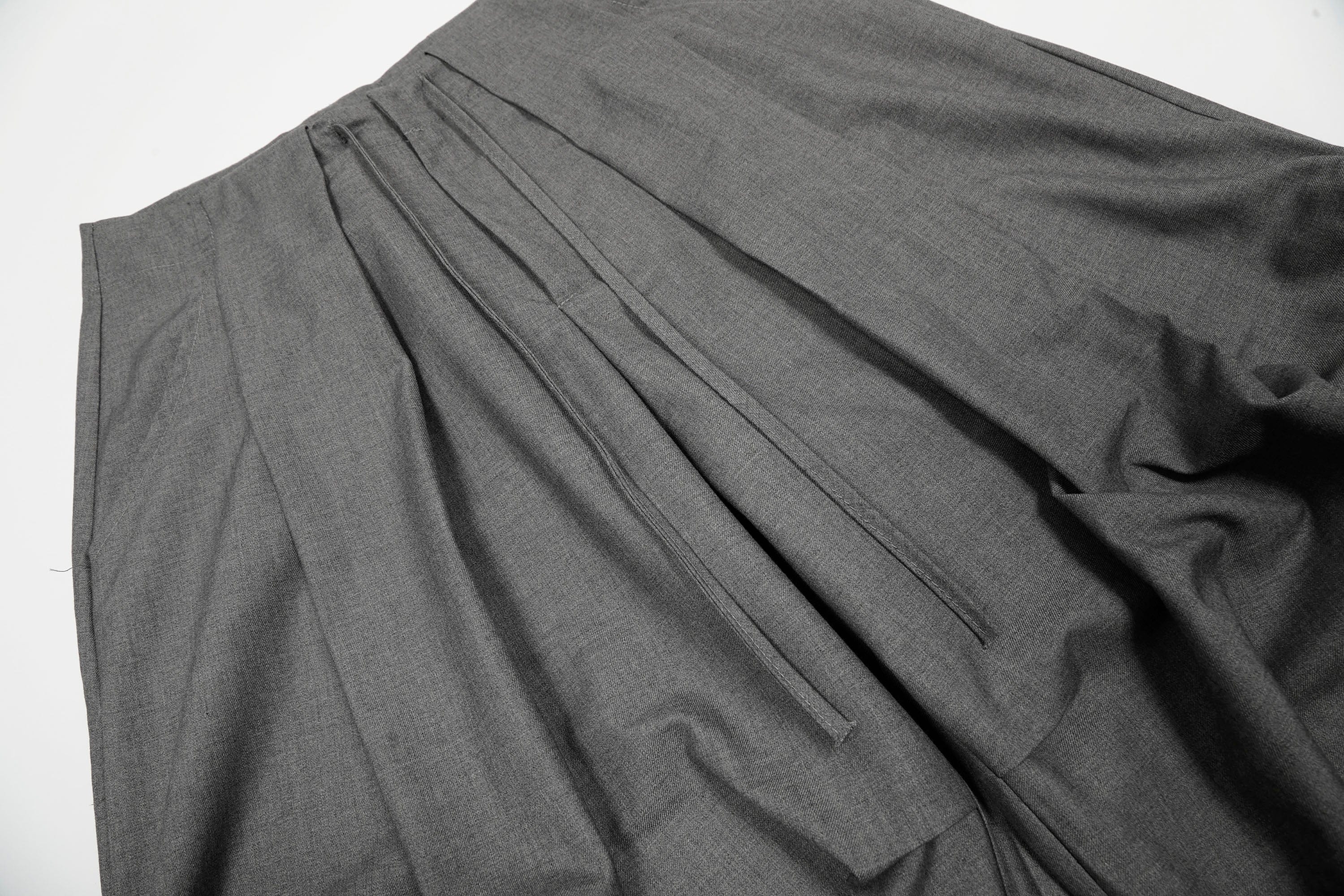 Essential Gray Pleated Wide-Leg Trousers