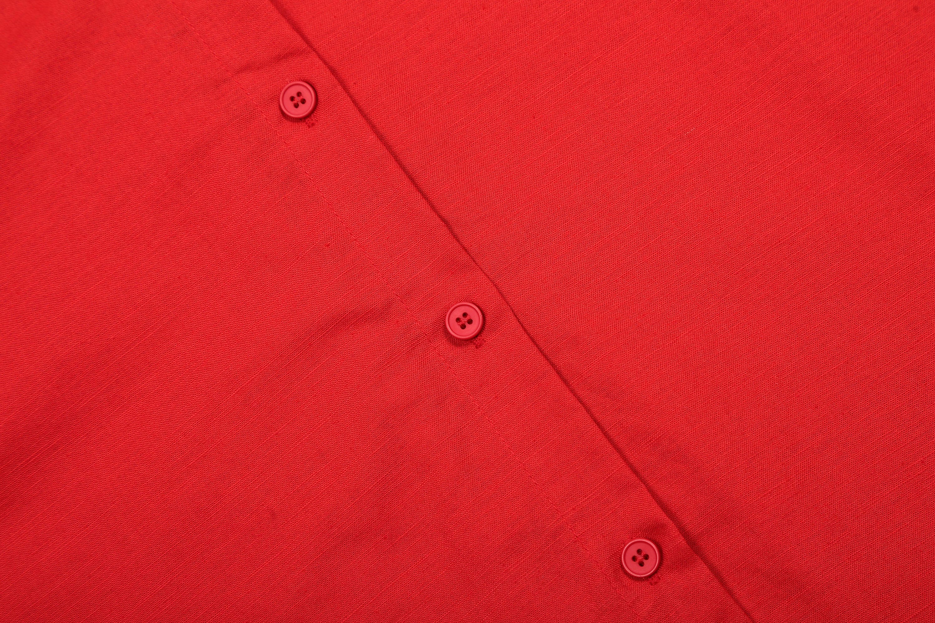 Red Embroidered Logo Button-Up Shirt