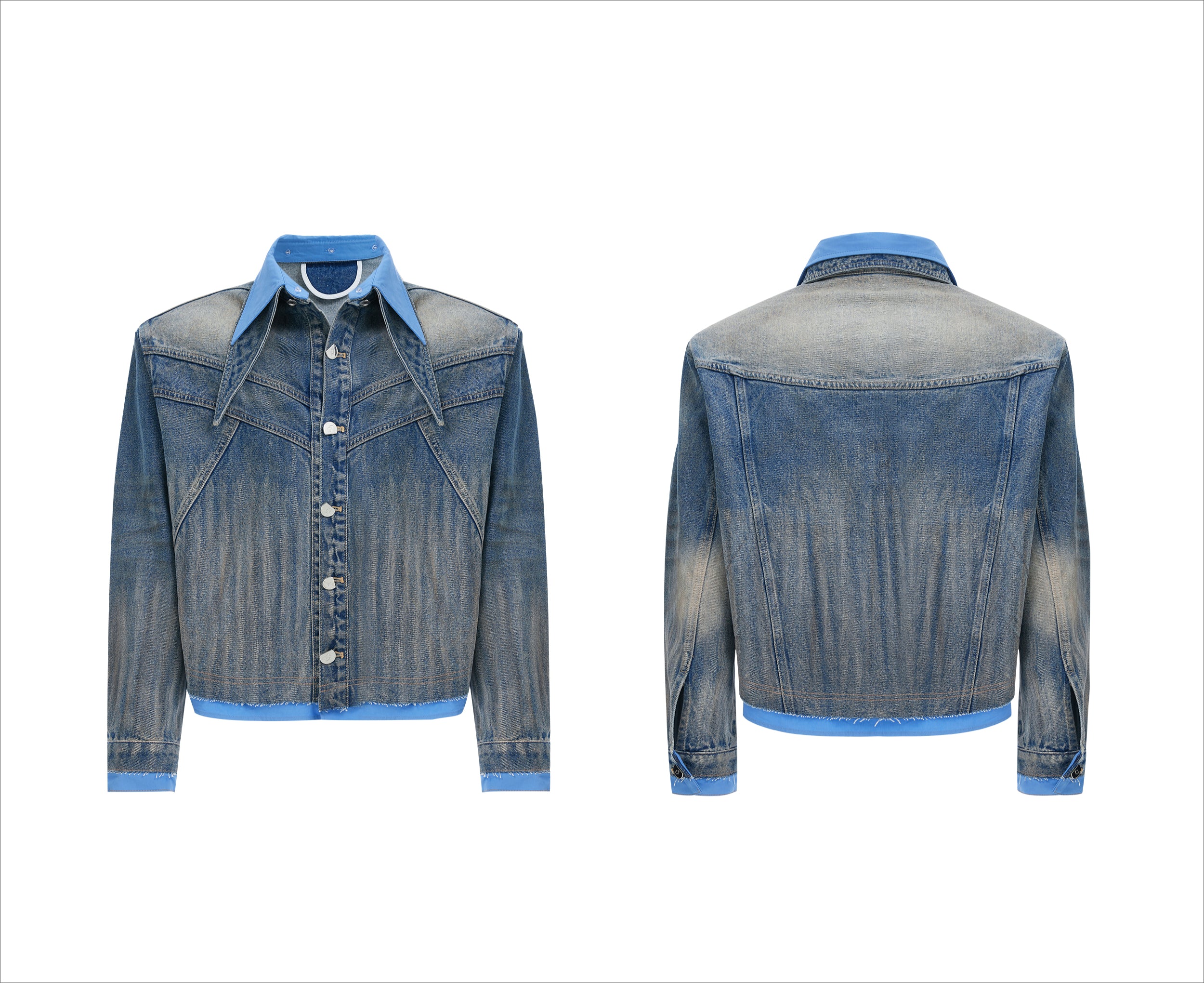 Layered Deconstructed Denim Trucker Jacket