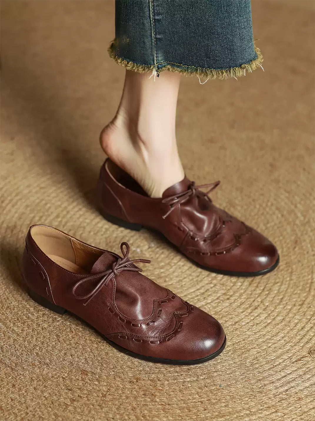 Leather Low-Profile Lace-Up Shoes - View 2