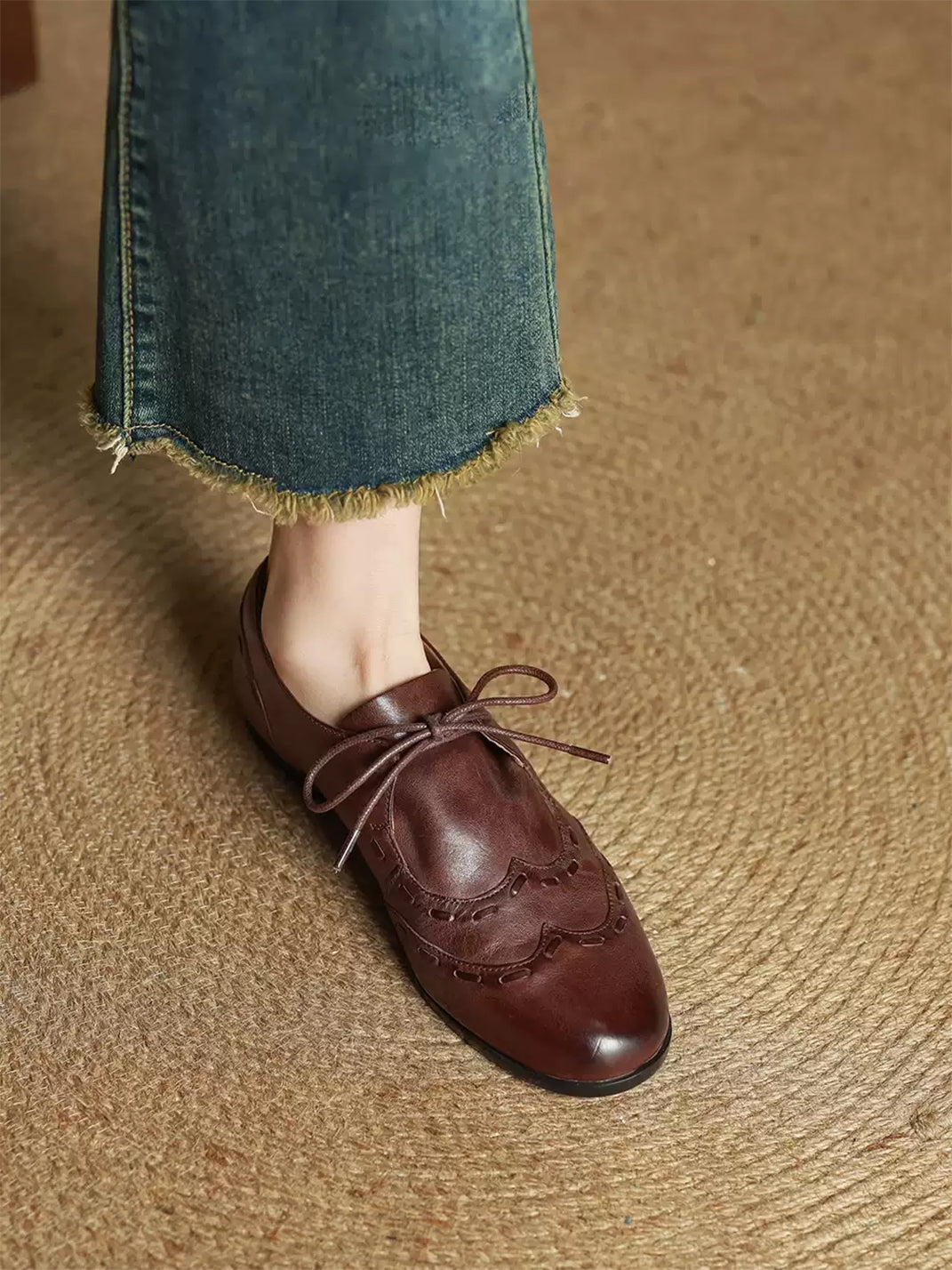 Leather Low-Profile Lace-Up Shoes - View 3