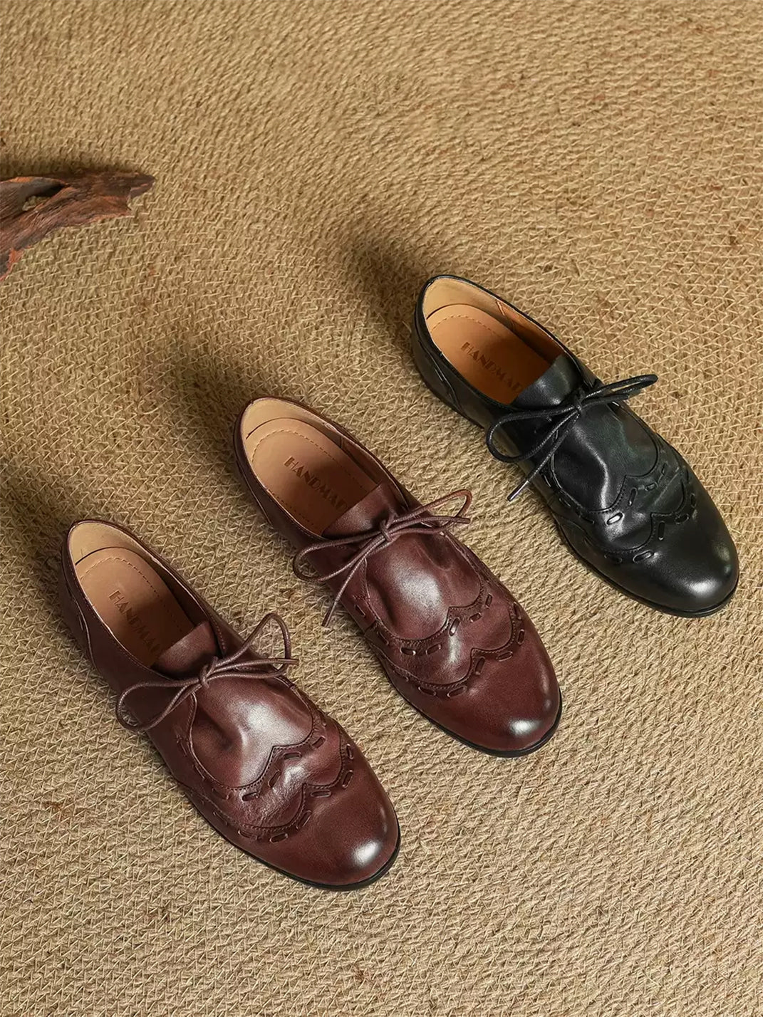 Leather Low-Profile Lace-Up Shoes - View 4