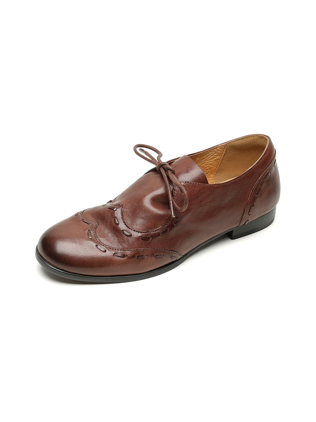 Leather Low-Profile Lace-Up Shoes - View 5