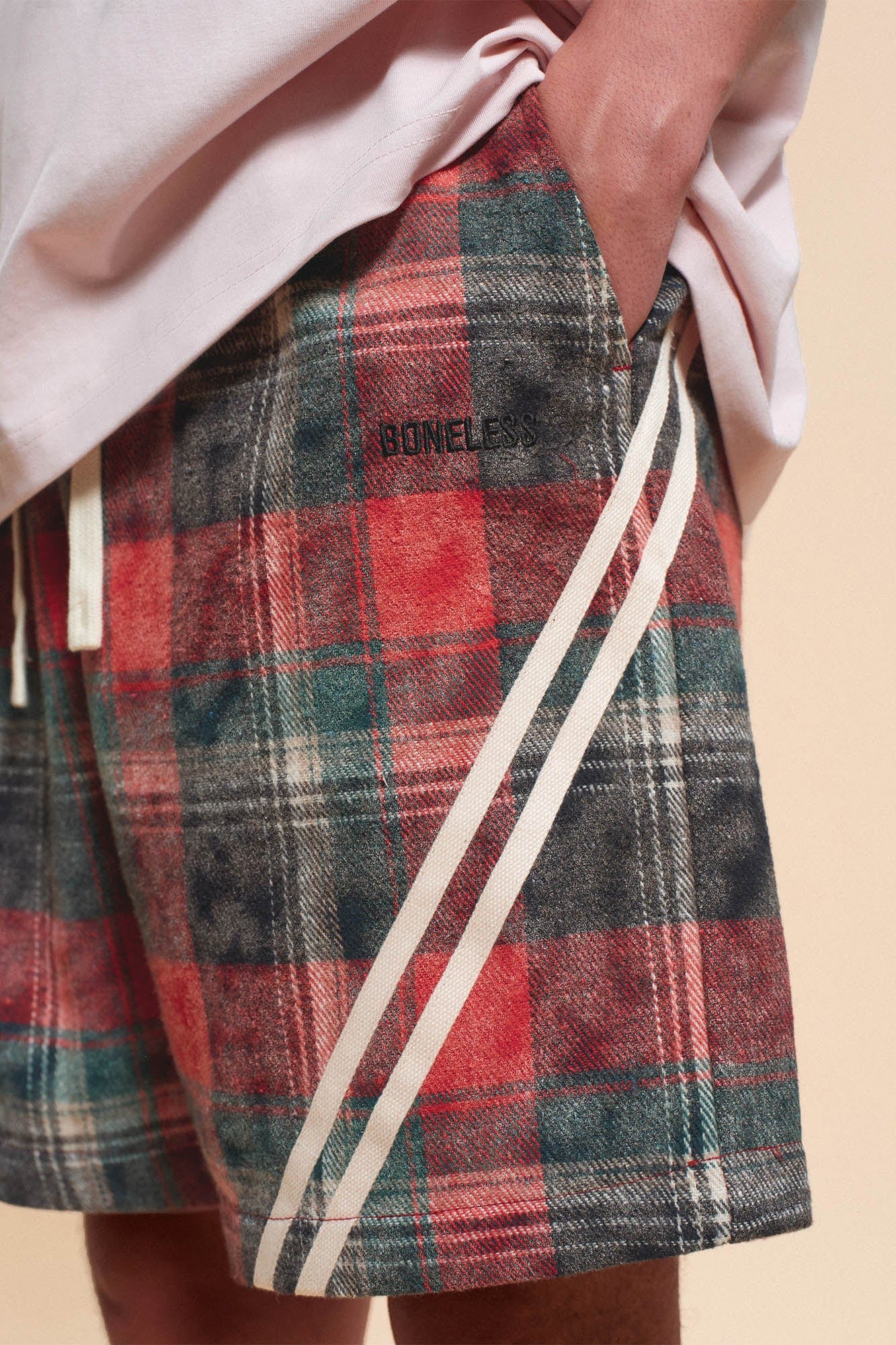 Plaid Draw String Track Shorts