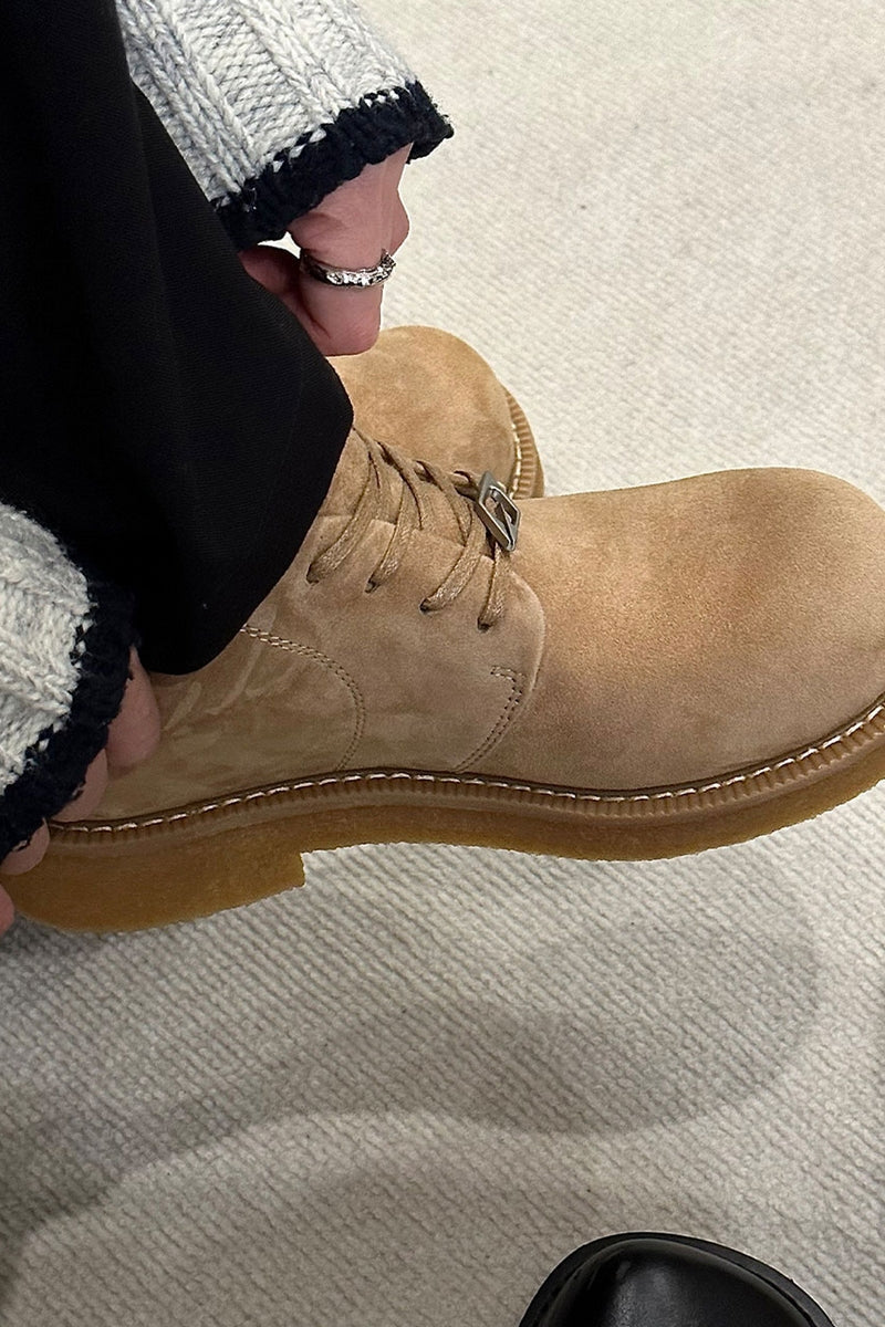 Suede Crepe Sole Derby Shoes