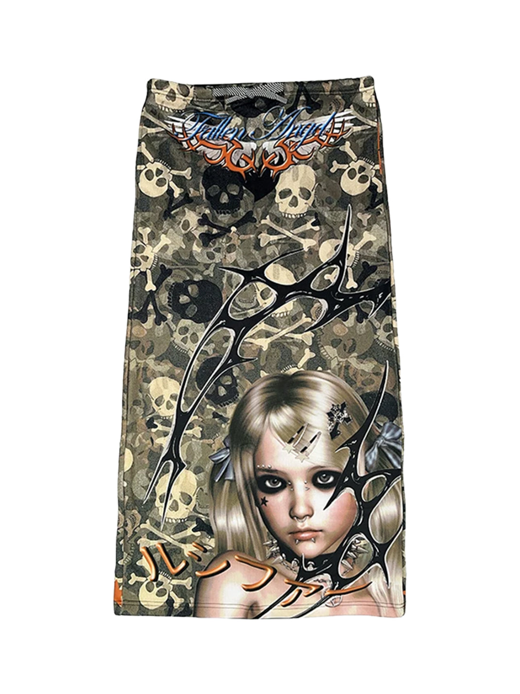 Skull Camouflage Drawstring Maxi Skirt