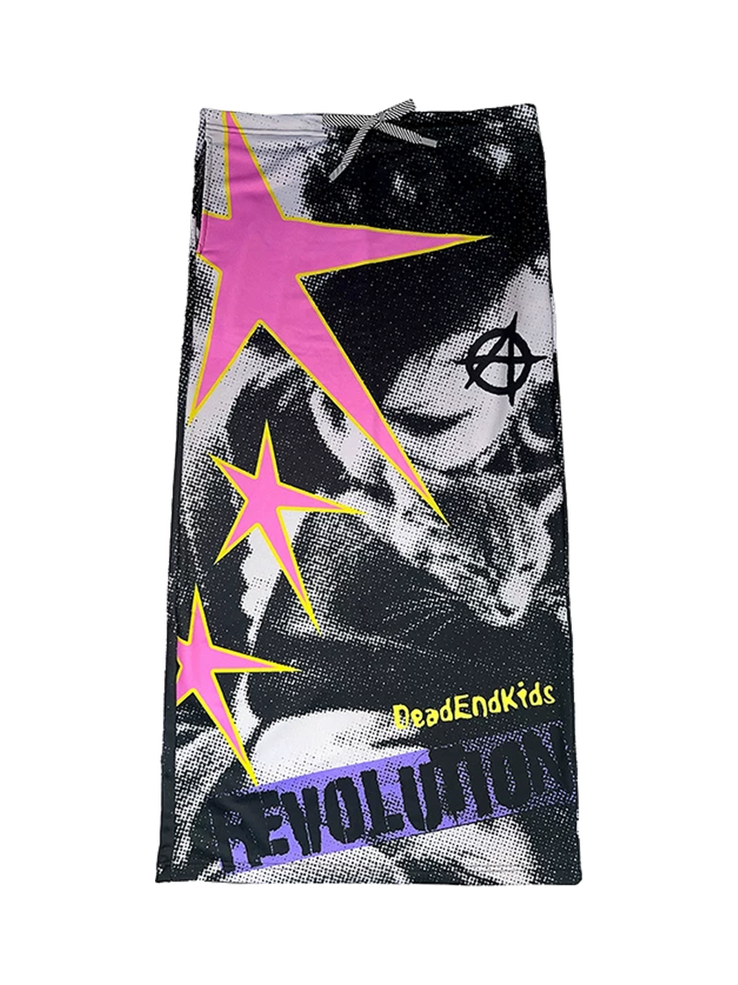 Punk Star Print Drawstring Maxi Skirt