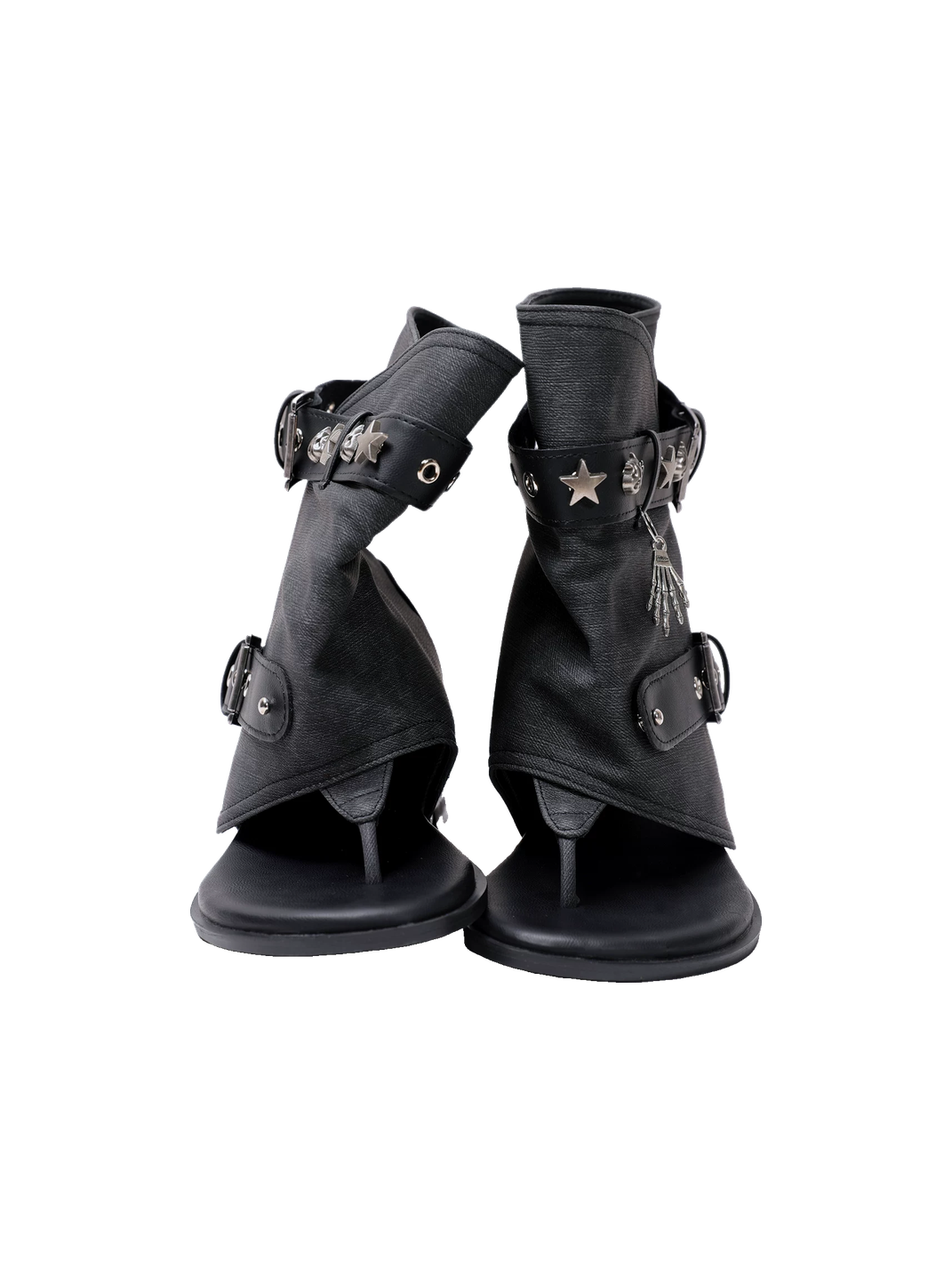 Denim Thong Buckle Ankle Sandal Boots - View 5