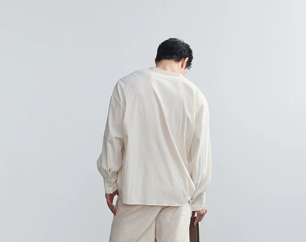 Ribbon-Tie Relaxed Long-Sleeve Shirt product view 4