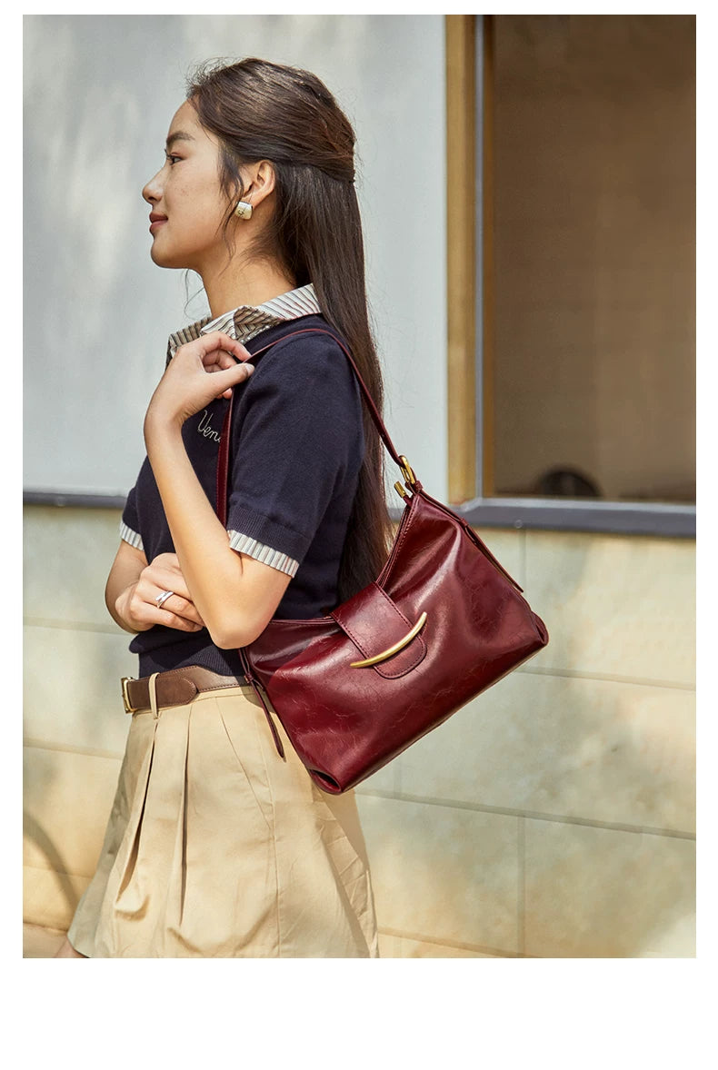 Draped Leather Shoulder Bag product view 2