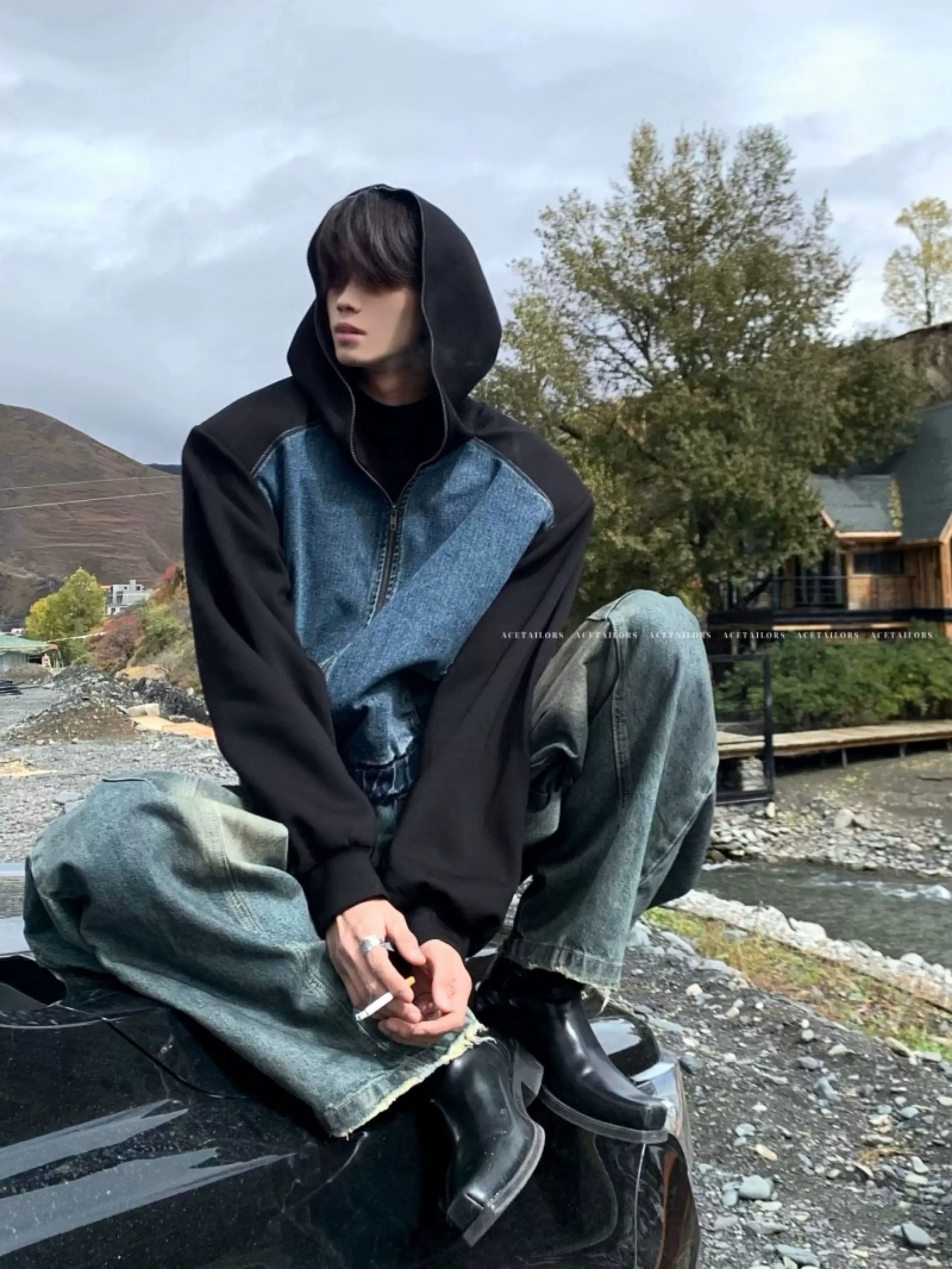 Denim-Panel Hooded Jacket product view 7