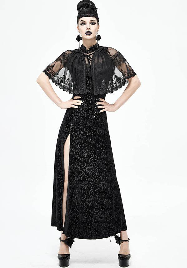 Devil Fashion Gothic Lace Lace Trim Cape Cape - Black