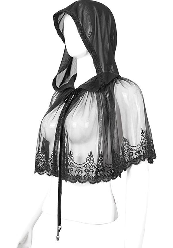 Devil Fashion Gothic Lace Lace Trim Cape Cape - Black