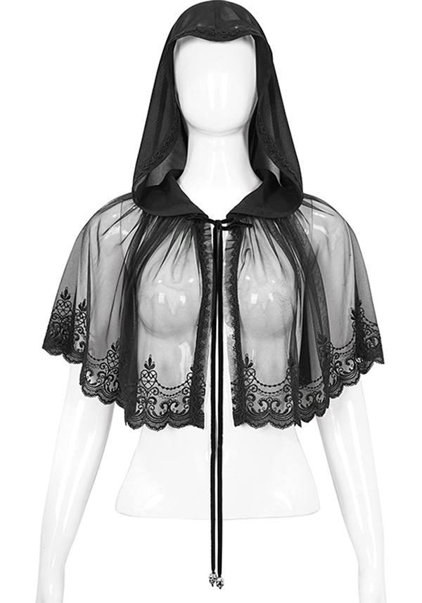 Devil Fashion Gothic Lace Lace Trim Cape Cape - Black