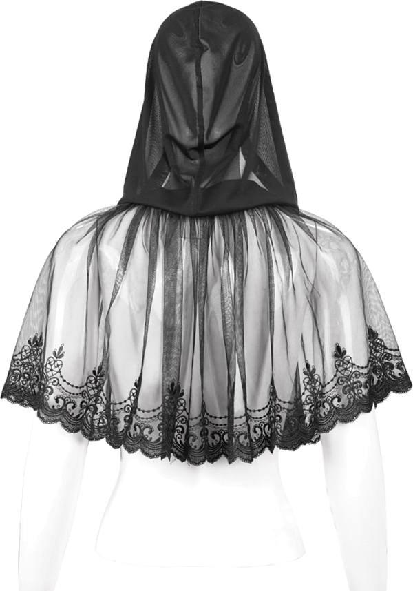 Devil Fashion Gothic Lace Lace Trim Cape Cape - Black