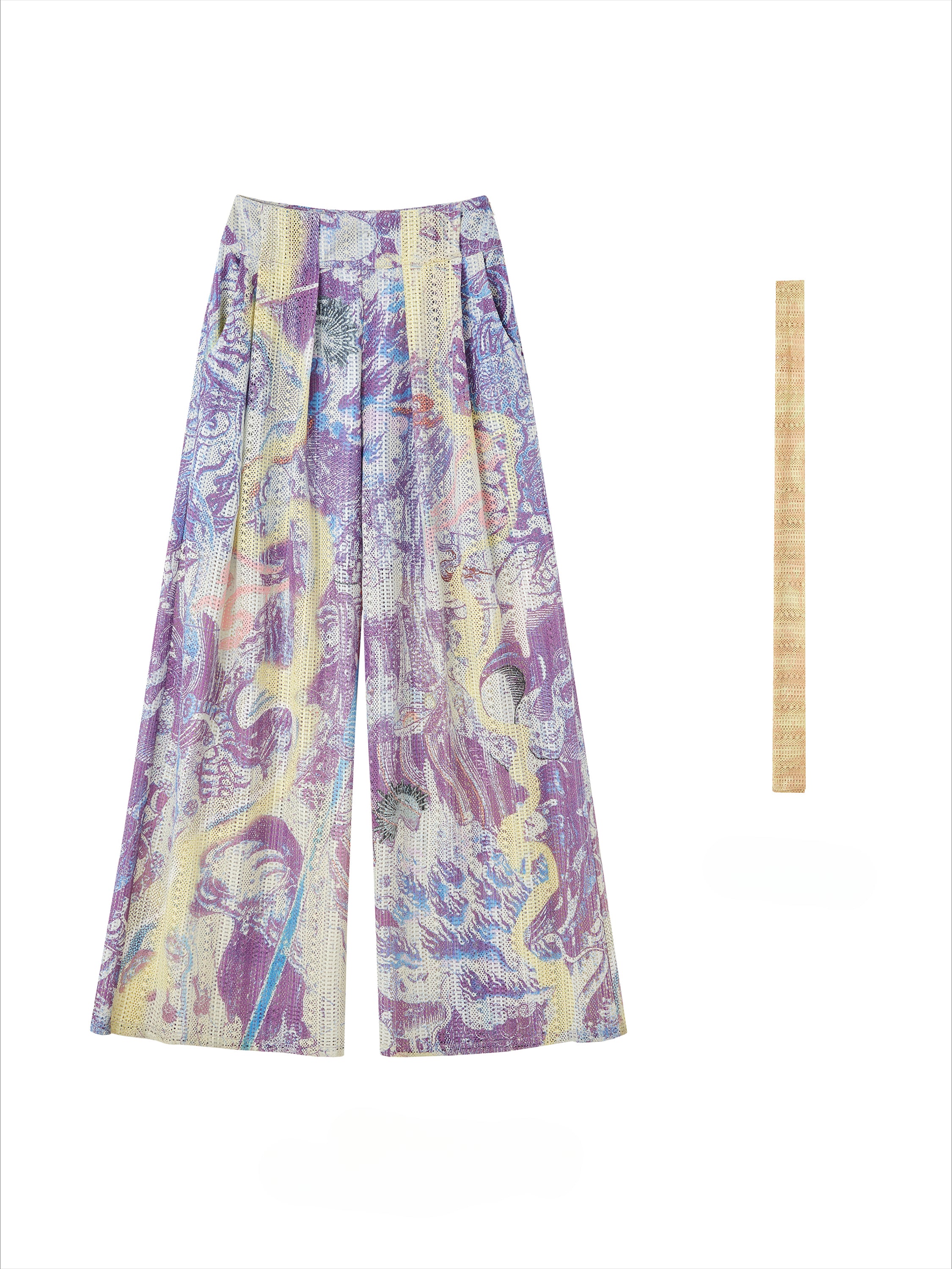 Vintage Floral Velvet Wide Leg Pants