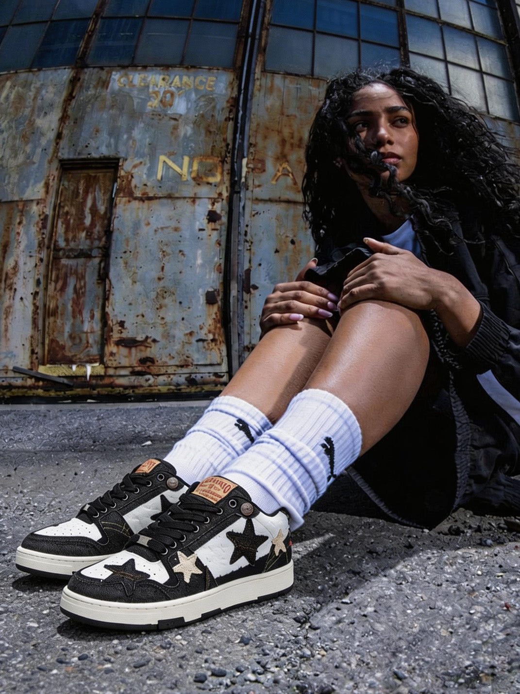 Distressed Denim Star Low-Top Sneakers - View 3