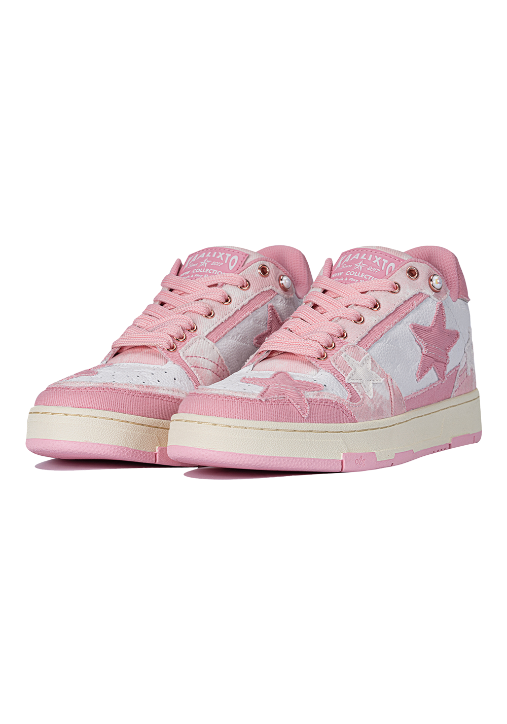 Distressed Denim Star Low-Top Sneakers - View 15