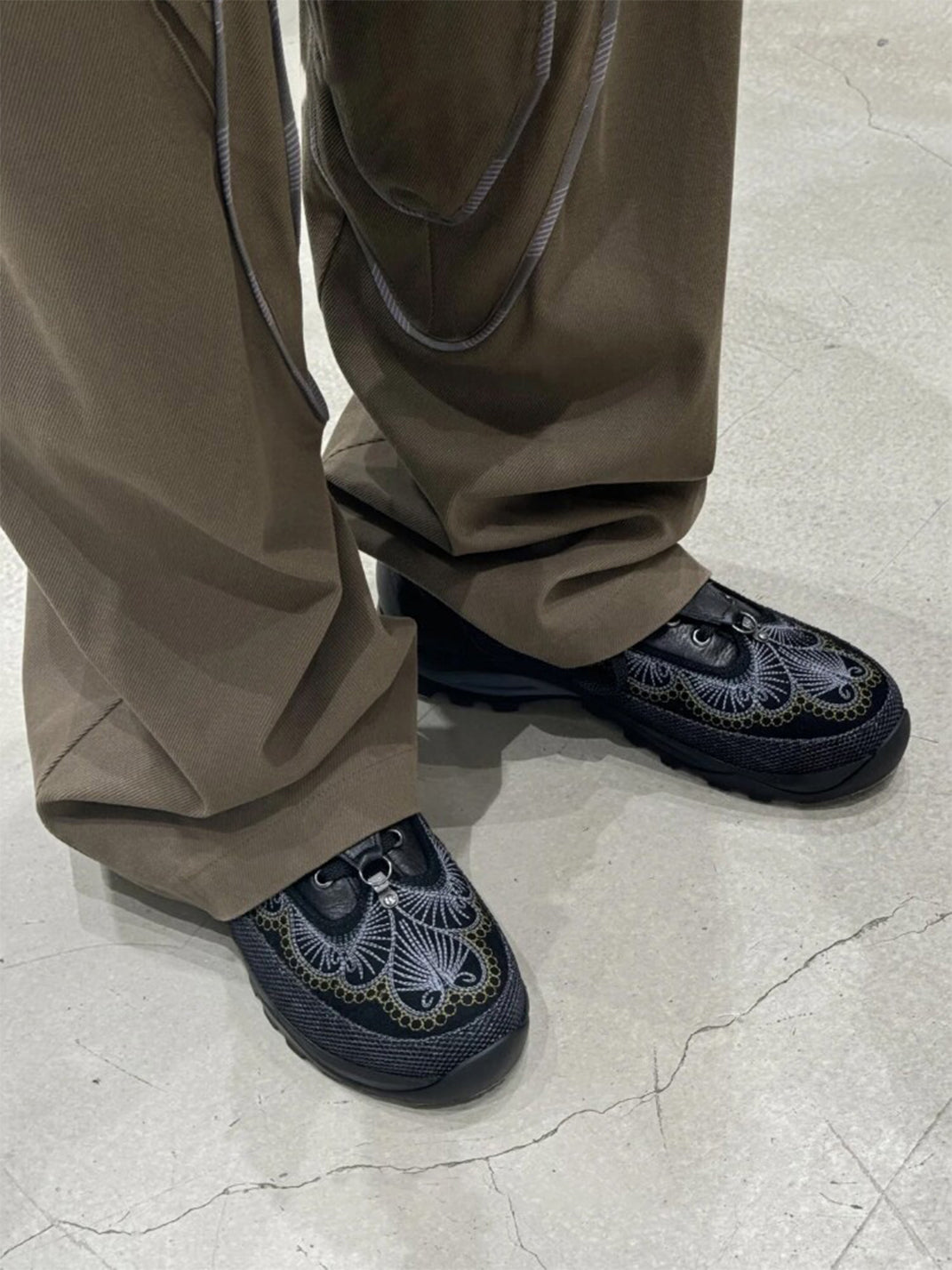 Olive Embroidered Chunky Runner Sneakers - View 3