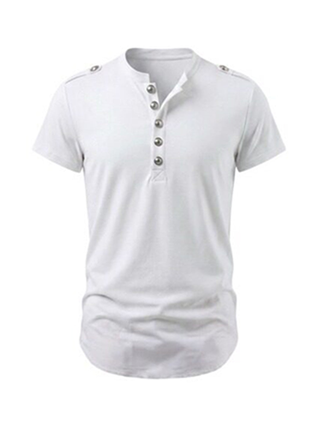 Metal-Button Henley Knit T-Shirt - View 8