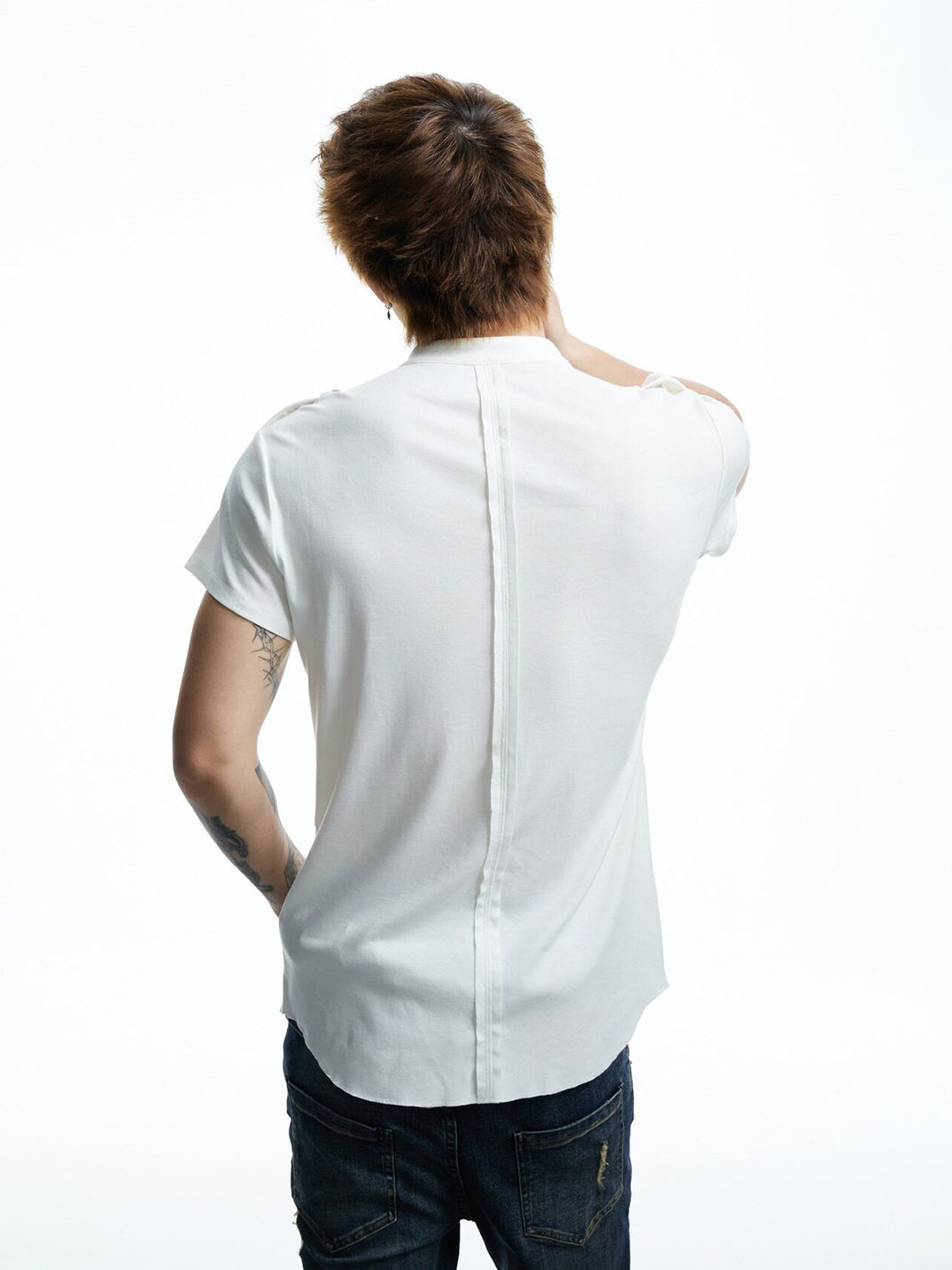 Metal-Button Henley Knit T-Shirt - View 12