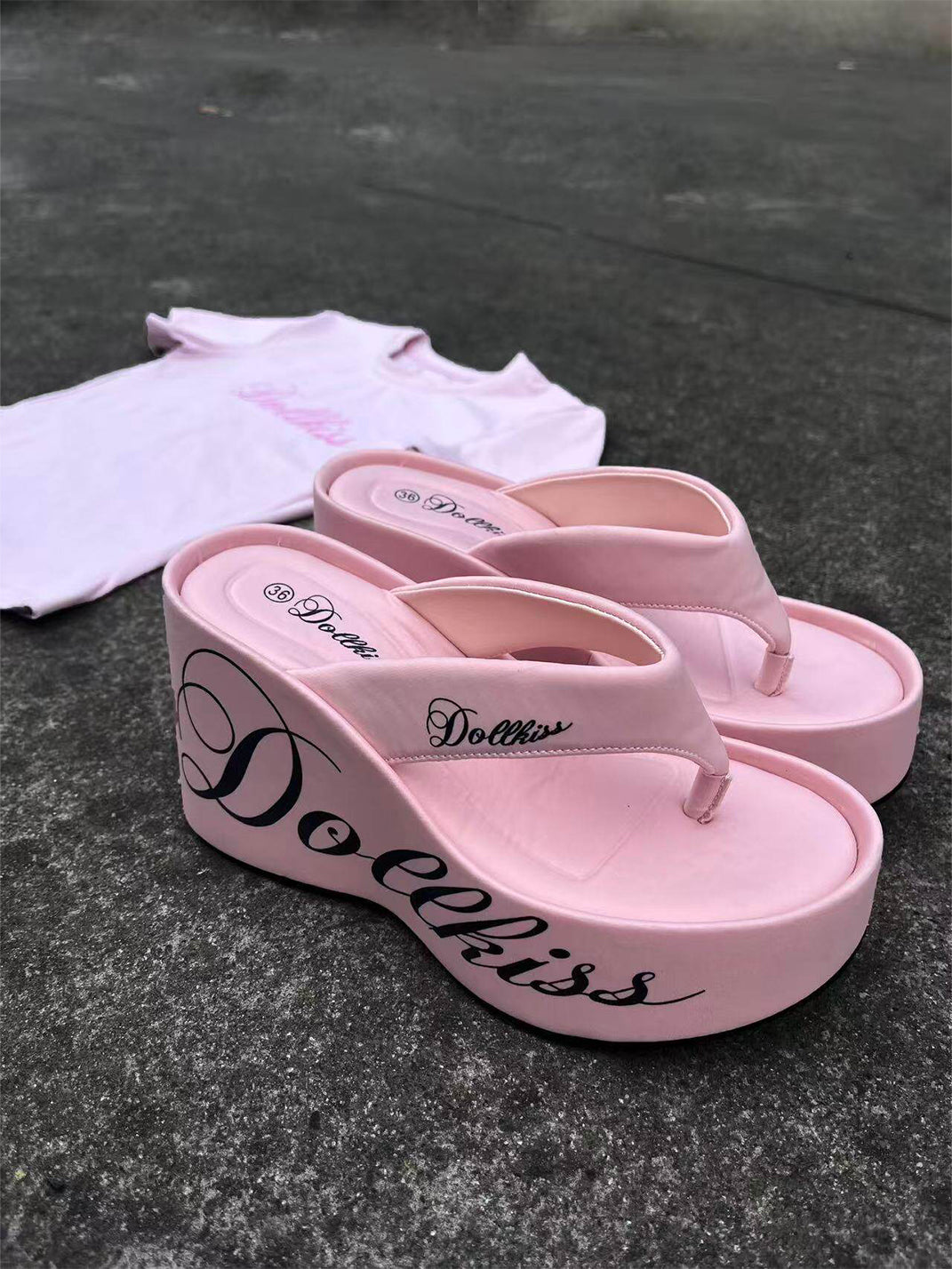Logo-Print 10cm Platform Wedge Flip-Flops - View 4