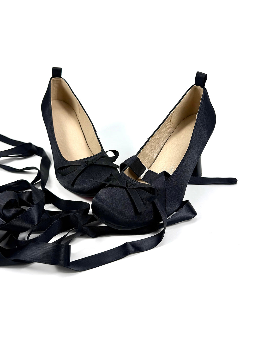Ribbon-Lace Satin 9cm Bow Pumps - View 3