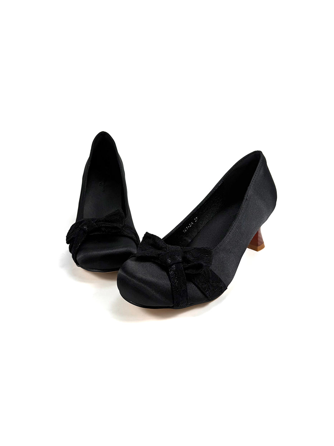 Bow-Toe Sculpted Cup-Heel Satin Pumps - View 5