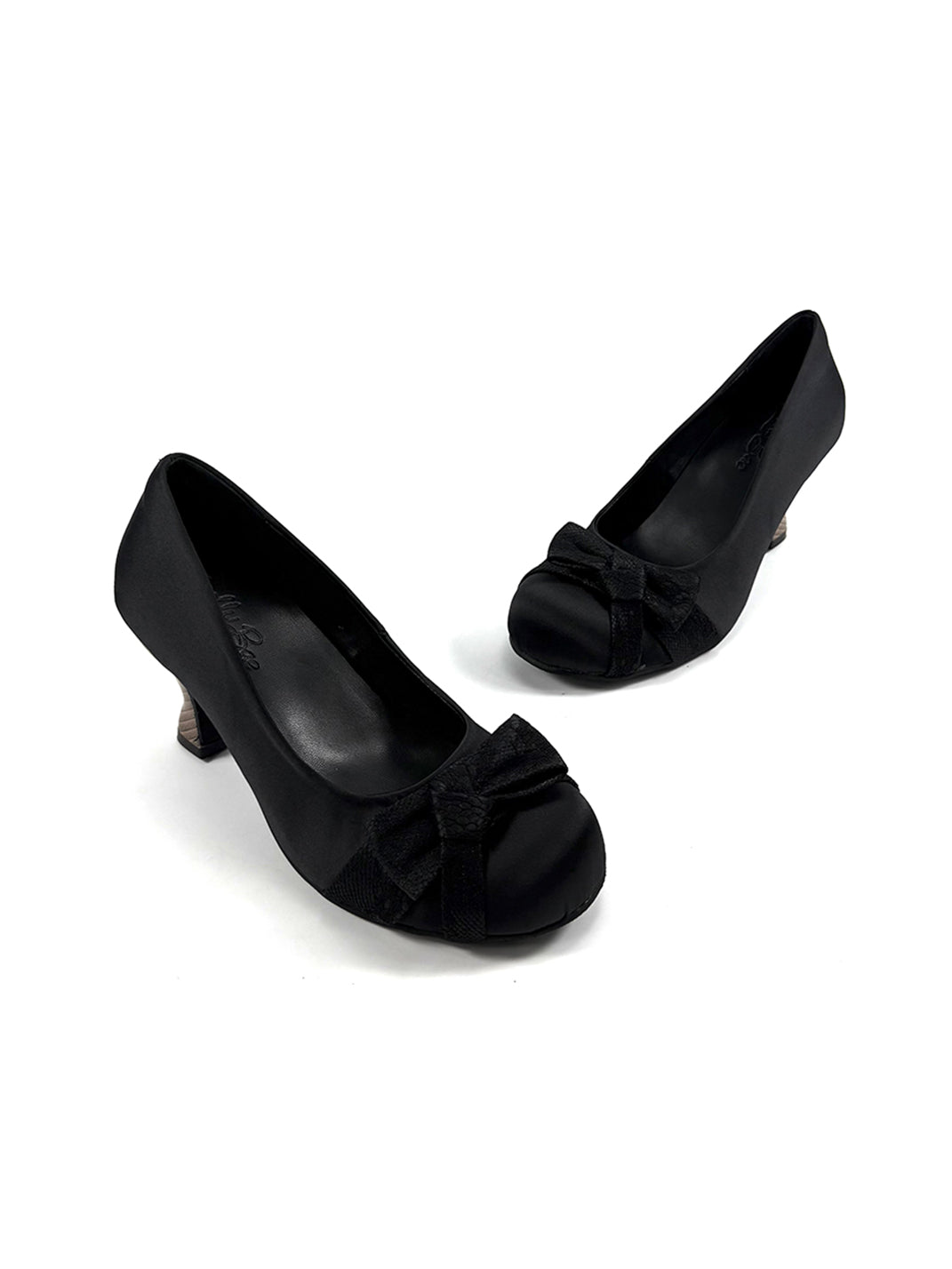 Bow-Toe Sculpted Cup-Heel Satin Pumps - View 7
