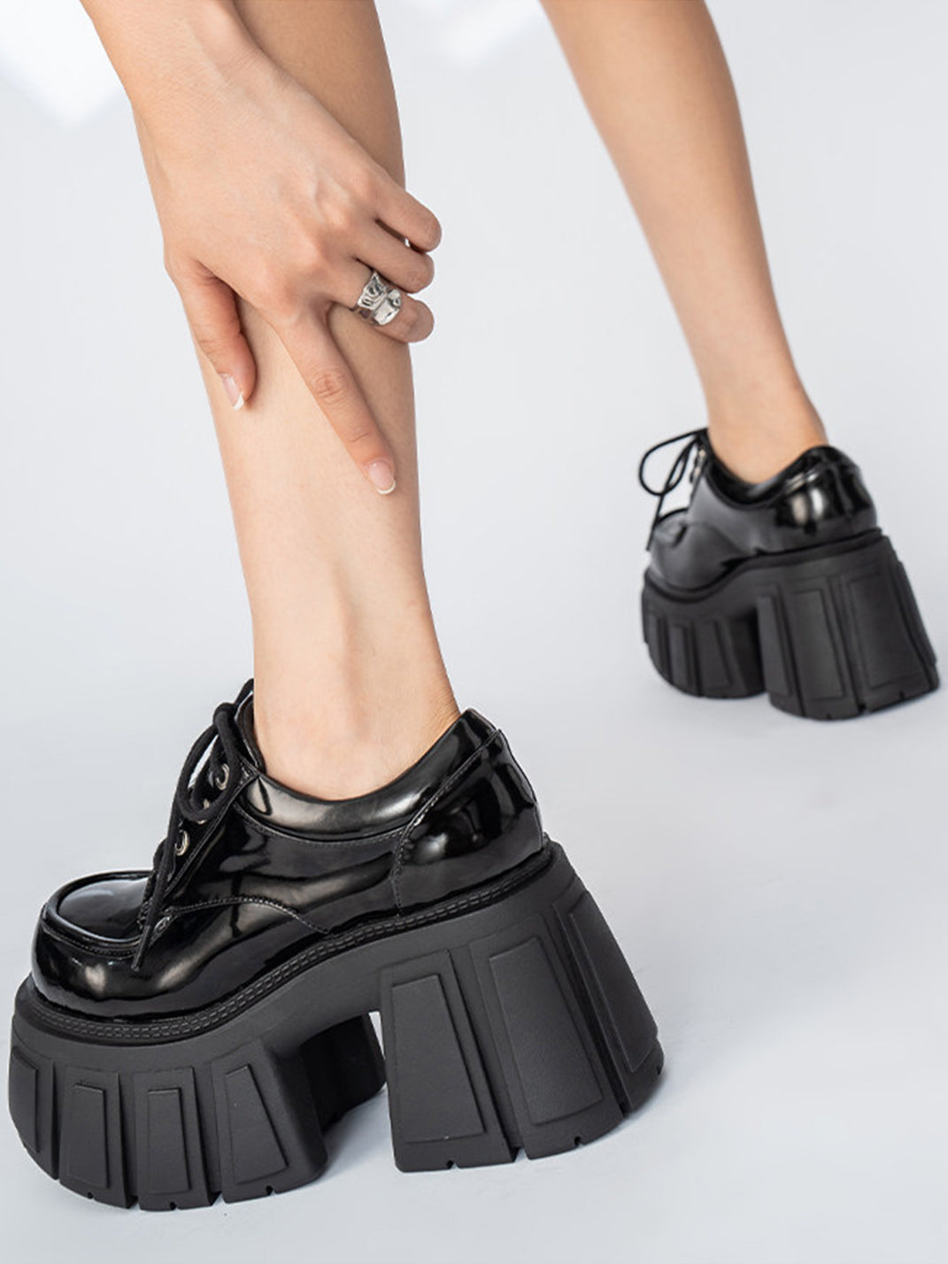 Patent Chunky Platform Derby Heels - View 6