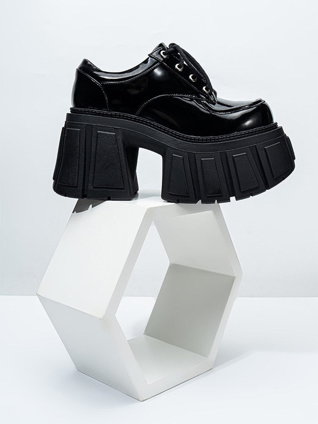 Patent Chunky Platform Derby Heels - View 8
